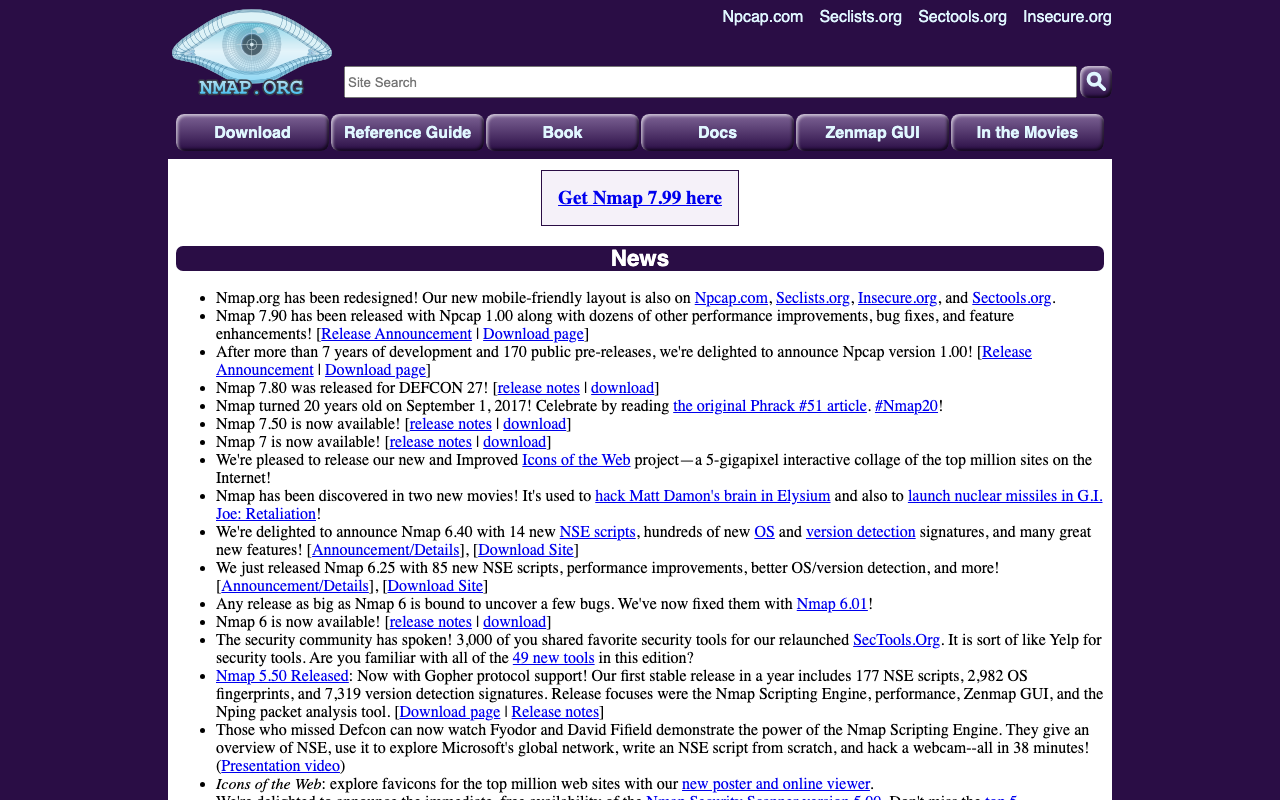 Nmap homepage