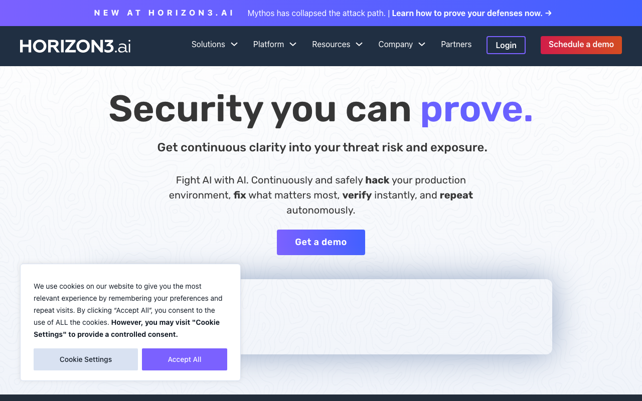 NodeZero (Horizon3.ai) homepage