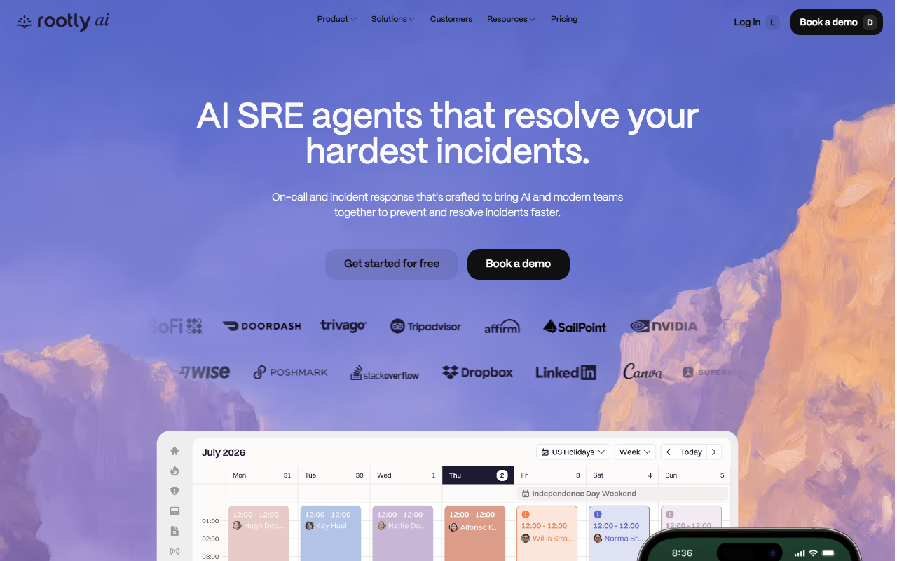 Rootly homepage