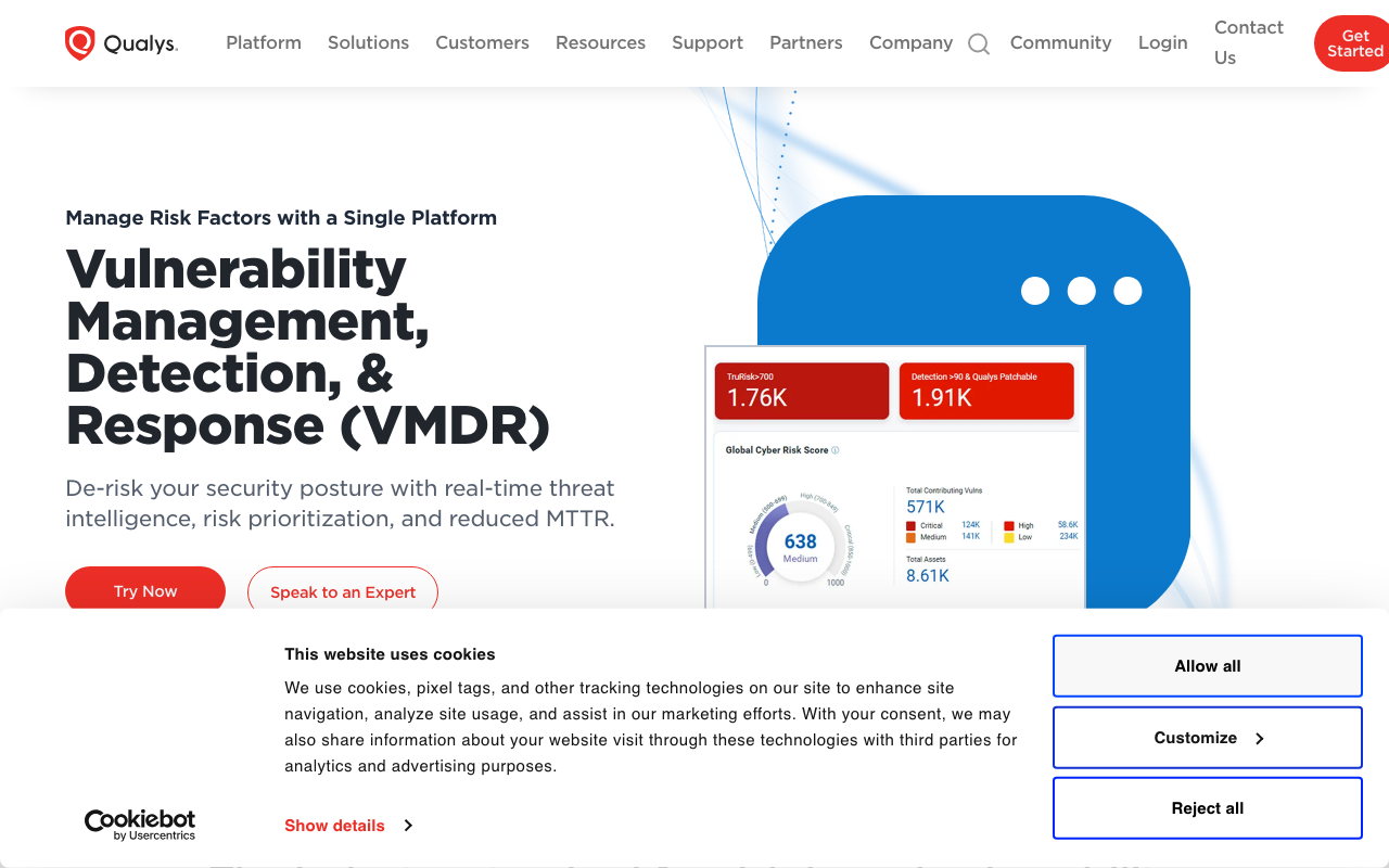 Qualys VMDR homepage