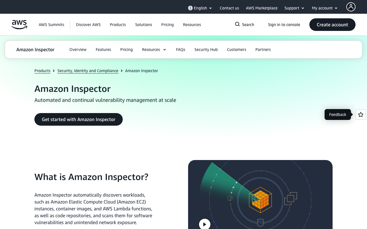 AWS Inspector homepage