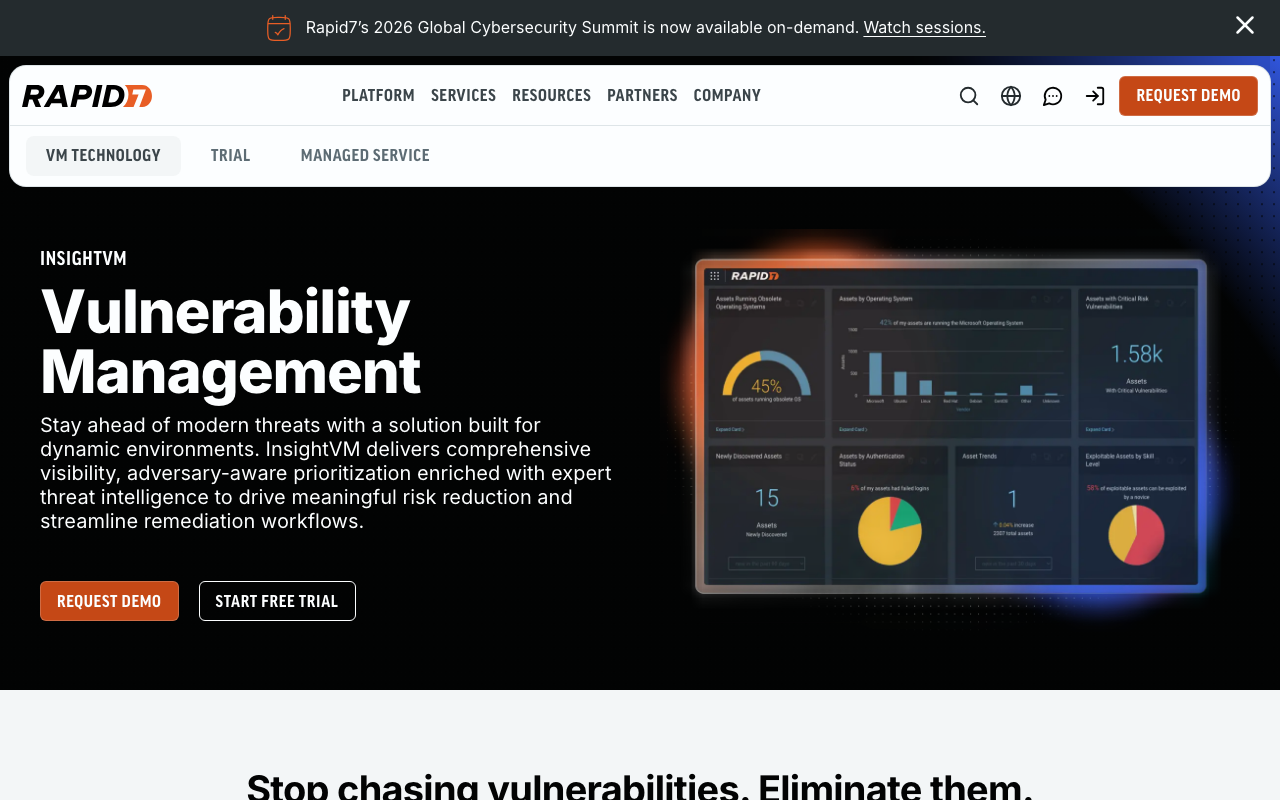 Rapid7 InsightVM homepage