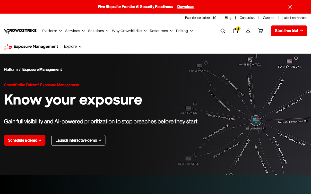 CrowdStrike Falcon Exposure Management homepage
