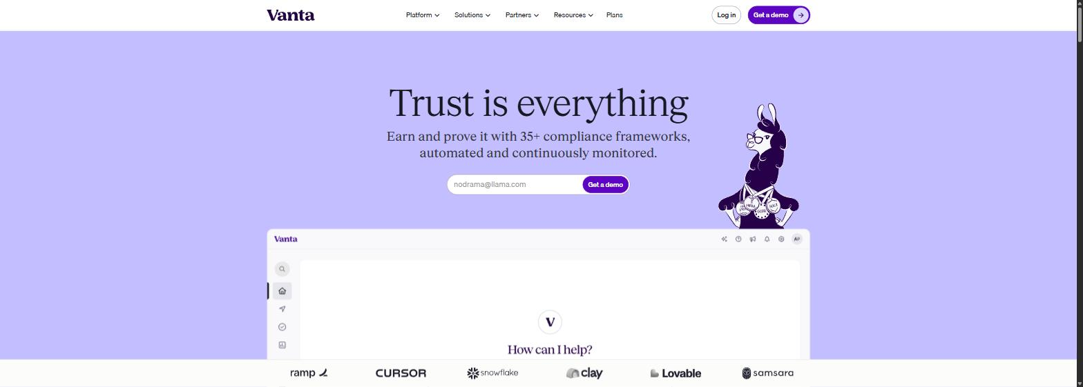 Vanta homepage