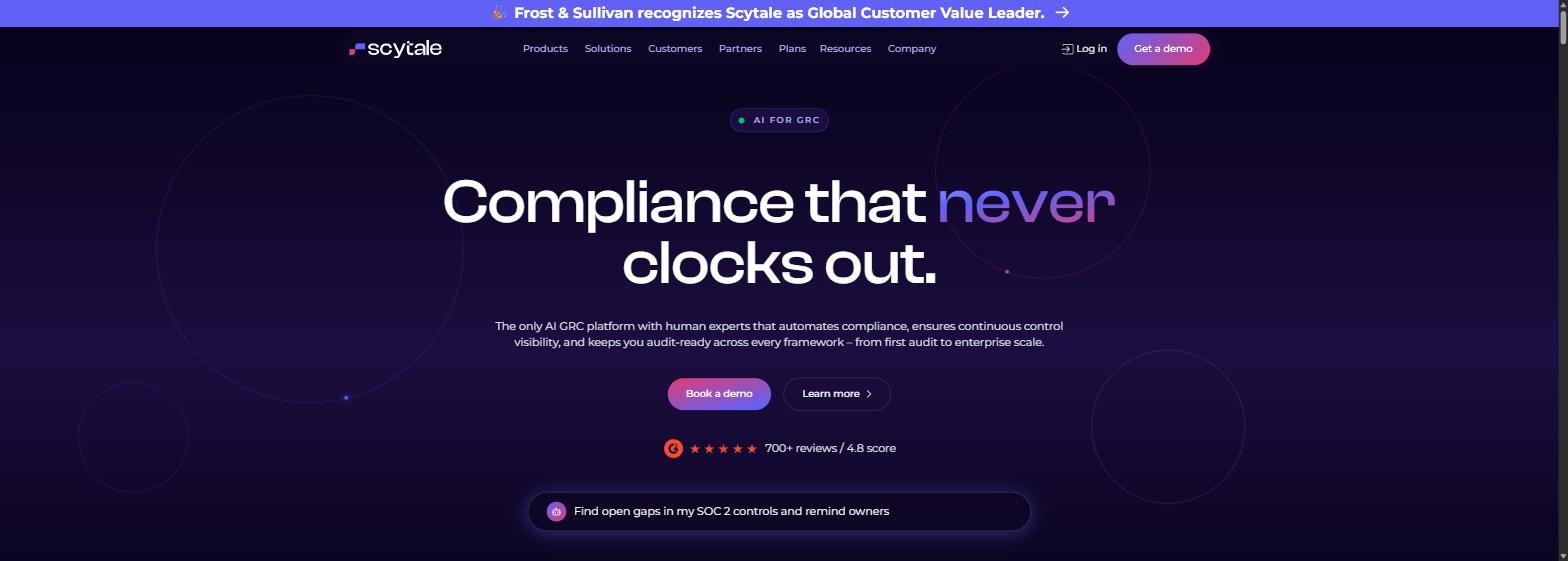 Scytale homepage screenshot
