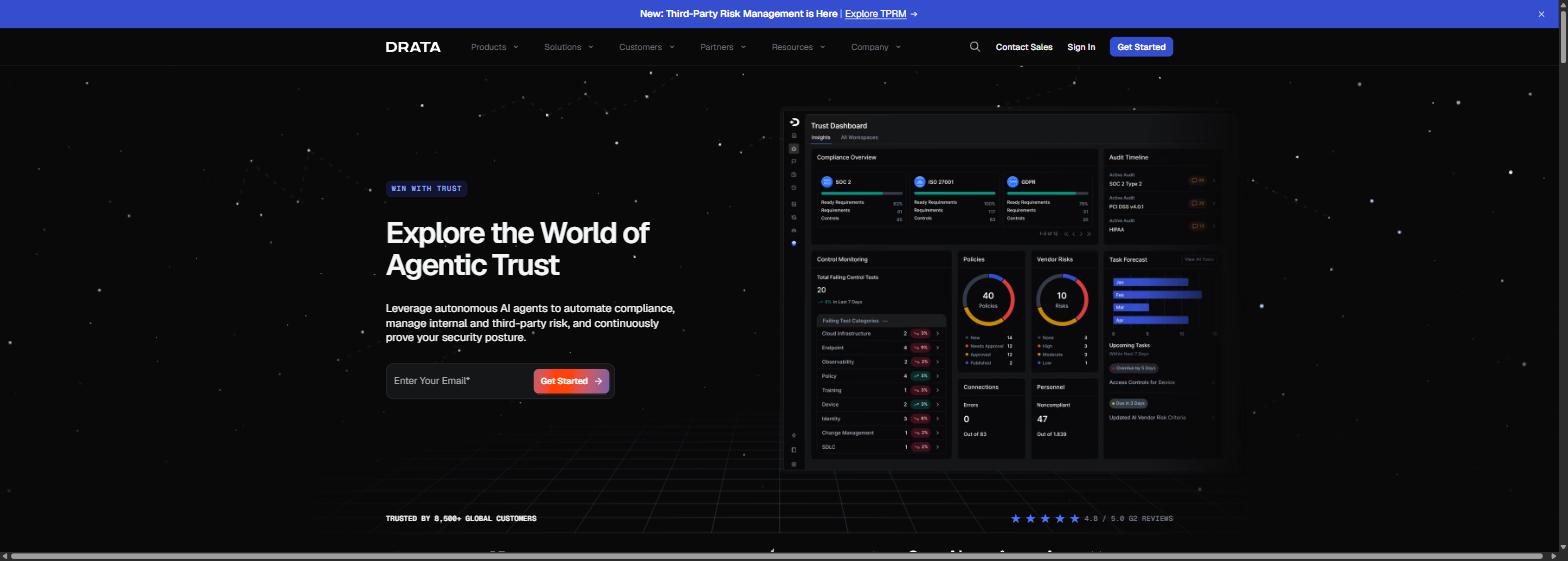 Drata homepage screenshot
