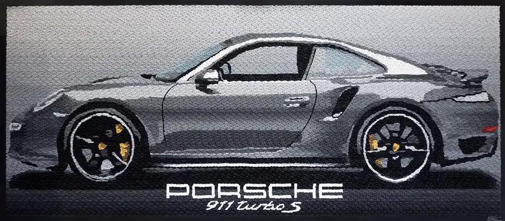 Porsche 911 Turbo S mosaic by Kevin Champeny, 11,000 sculpted & hand cast Porsche 911 Turbo S