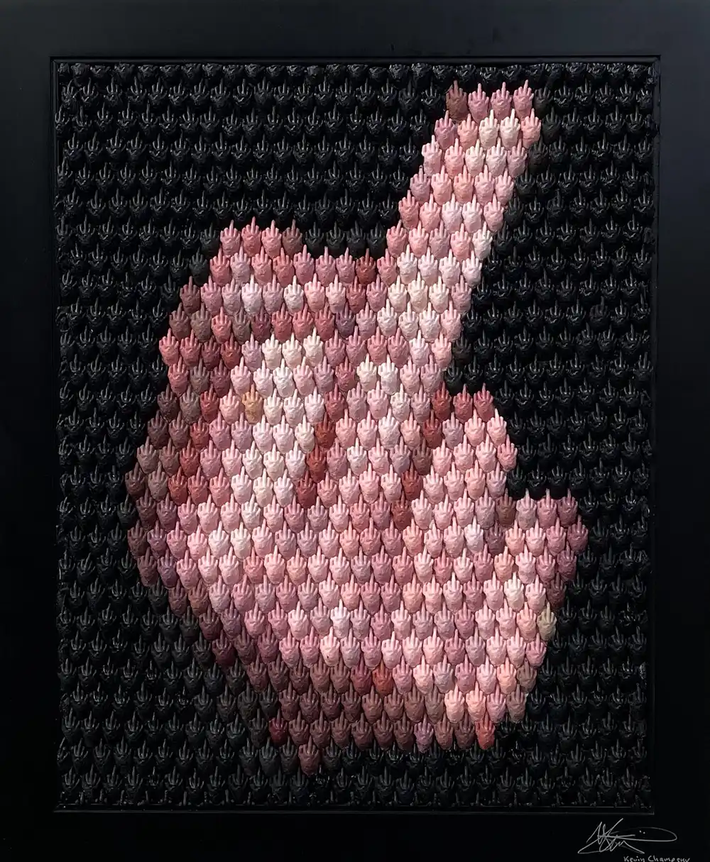 Digital Response middle finger mosaic by Kevin Champeny, 783 sculpted & hand cast middle fingers