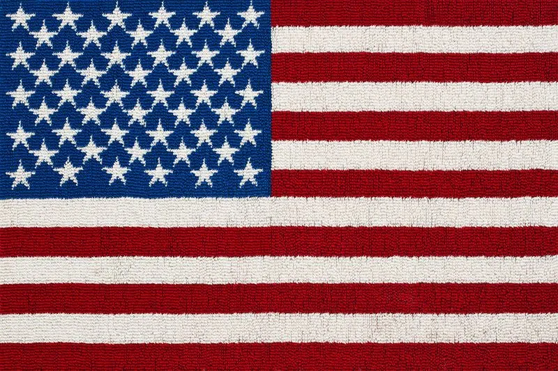 Defended American flag mosaic of 44,500 toy soldiers by Kevin Champeny, 44,500 sculpted & hand cast toy soldiers
