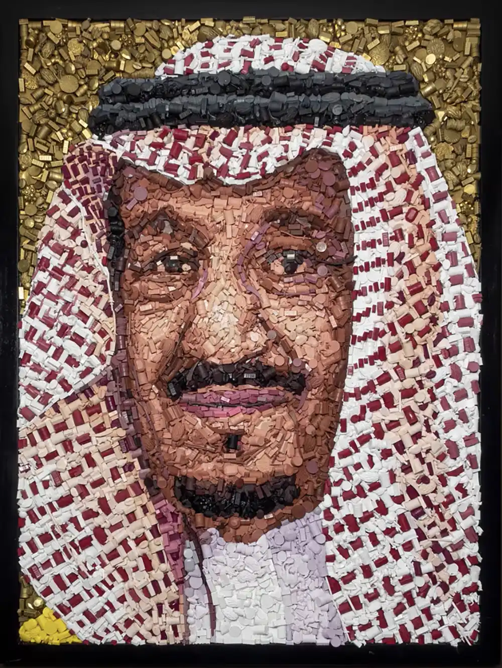 Saudi King royal portrait mosaic by Kevin Champeny, 10,000 sculpted & hand cast objects related to Saudi Arabia