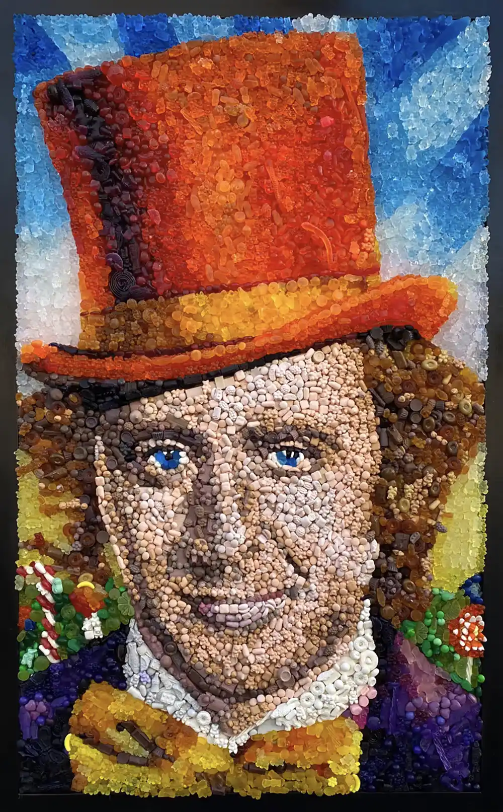 Willy Wonka-inspired Candy Man mosaic by Kevin Champeny, 18,000 pieces of sculpted and hand cast urethane candy
