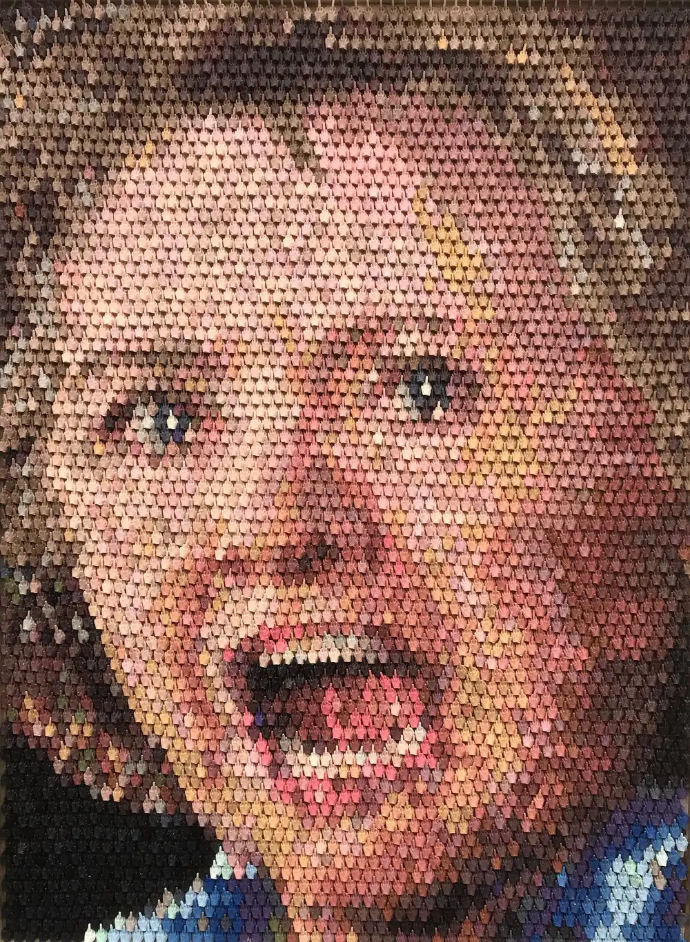Defiant middle finger mosaic by Kevin Champeny, 4,000 sculpted & hand cast urethane middle fingers