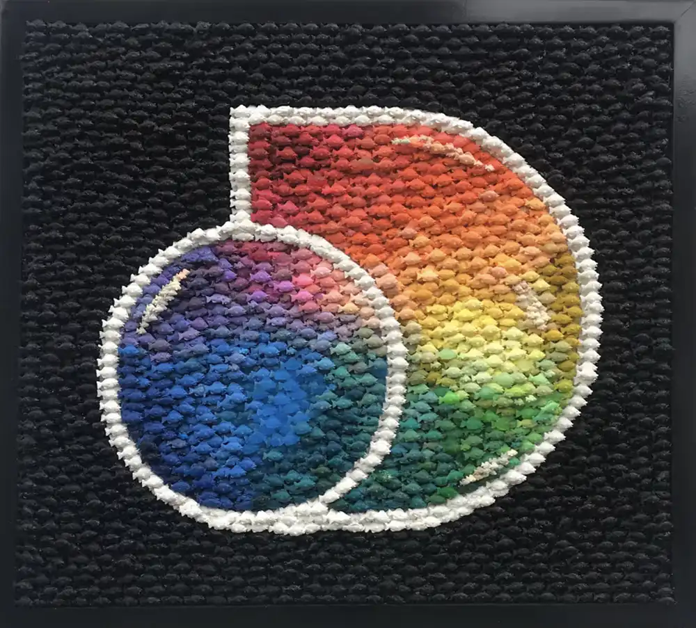 Discovery + mosaic by Kevin Champeny, 6,500 hand-cast fish in over a thousand colors