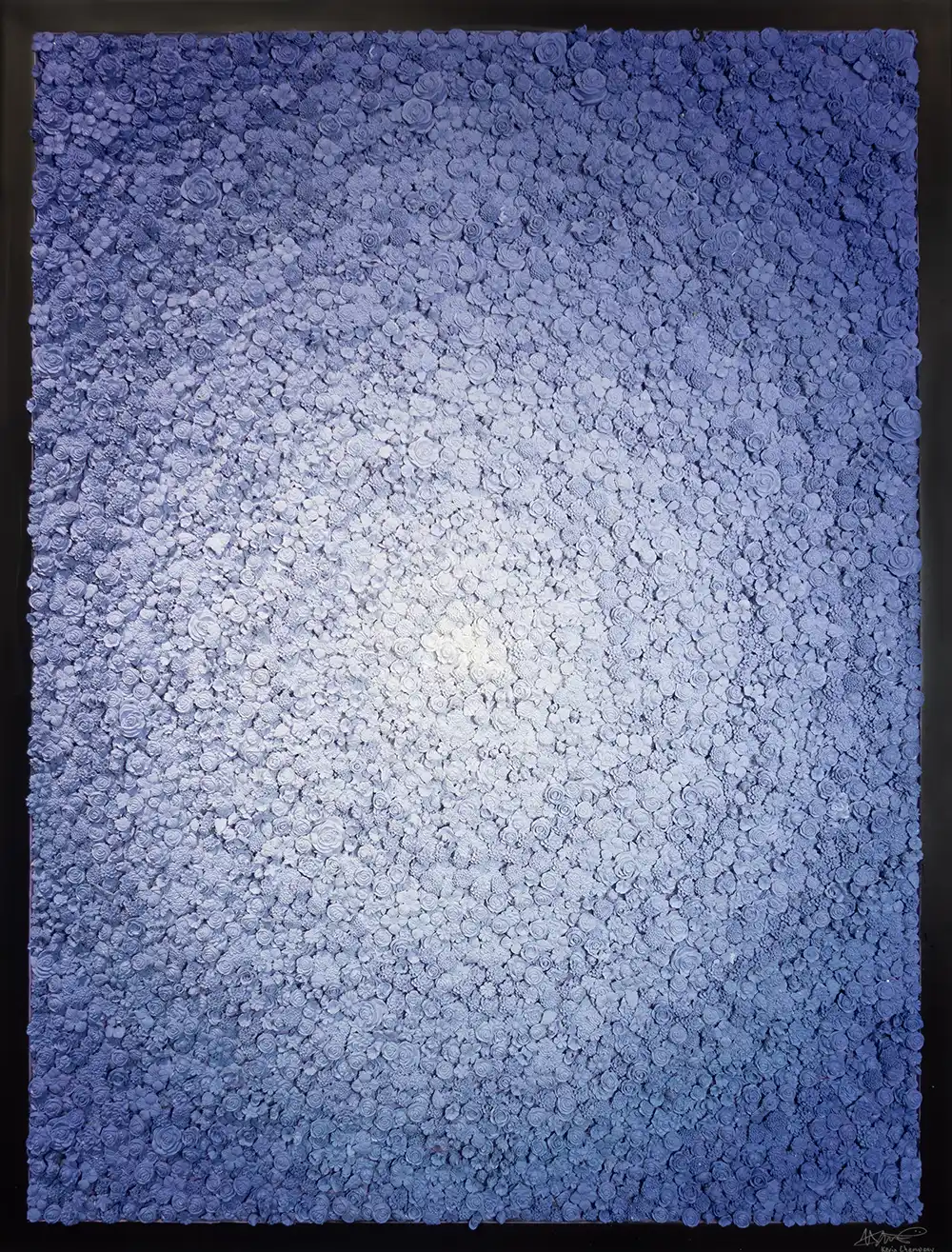 Fifty Shades Lavender Floral mosaic by Kevin Champeny, 10,500 hand-cast flowers