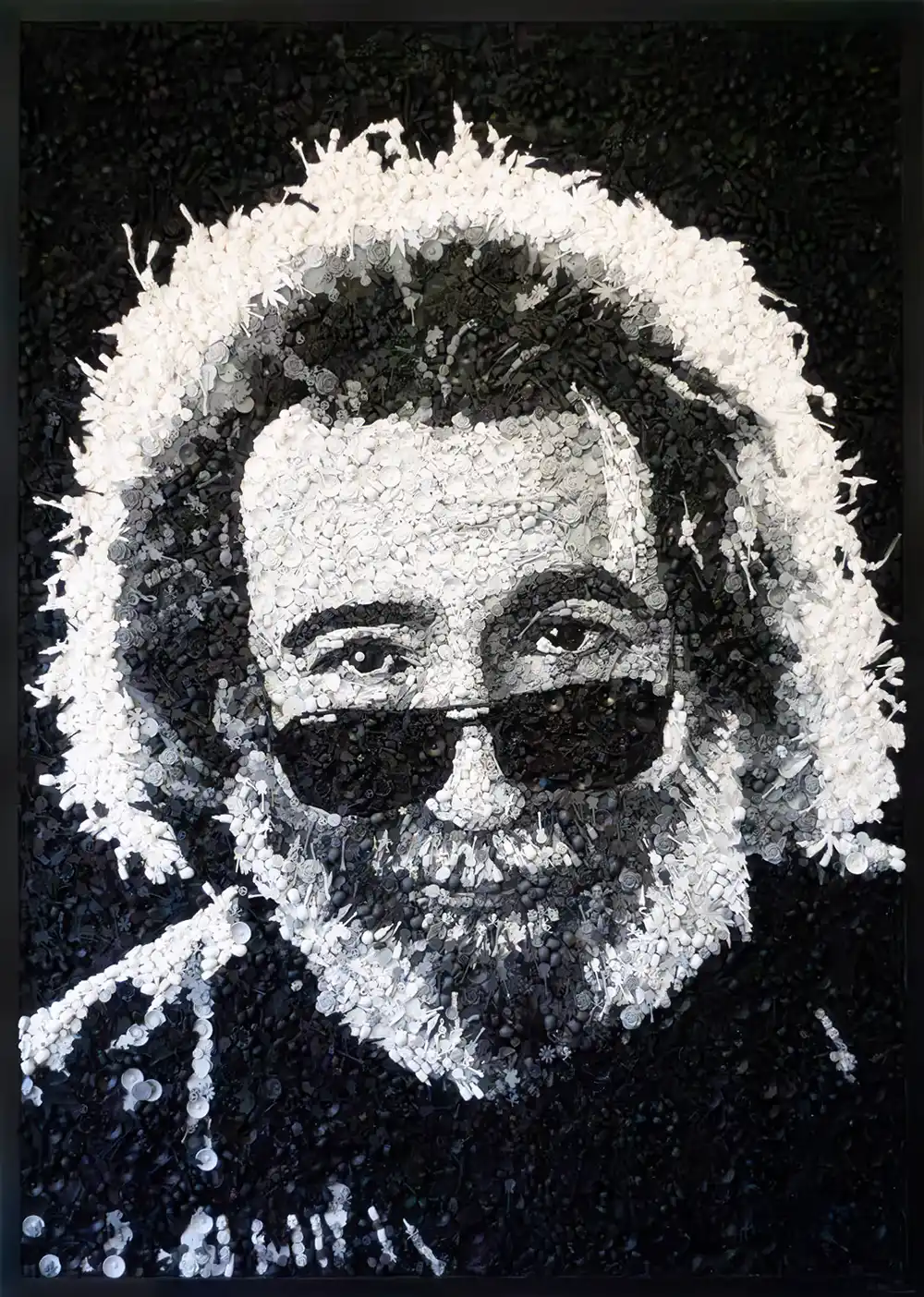 Garcia: Touch of Grey mosaic by Kevin Champeny, 25,000 hand-cast pieces depicting Jerry Garcia and the Grateful Dead