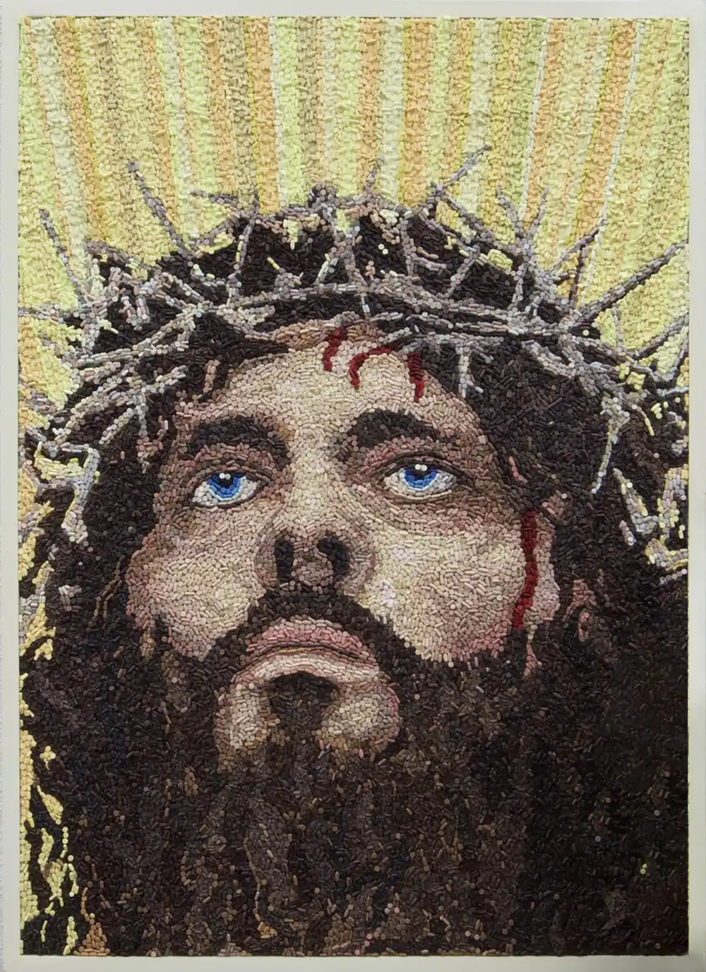 Heal Me mosaic by Kevin Champeny, 80,000 hand-cast prescription drugs