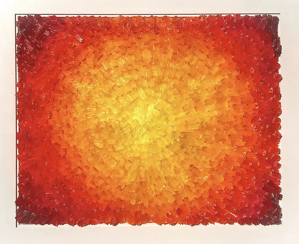 Licorice Sunrise mosaic by Kevin Champeny, 800 hand-cast pieces of licorice
