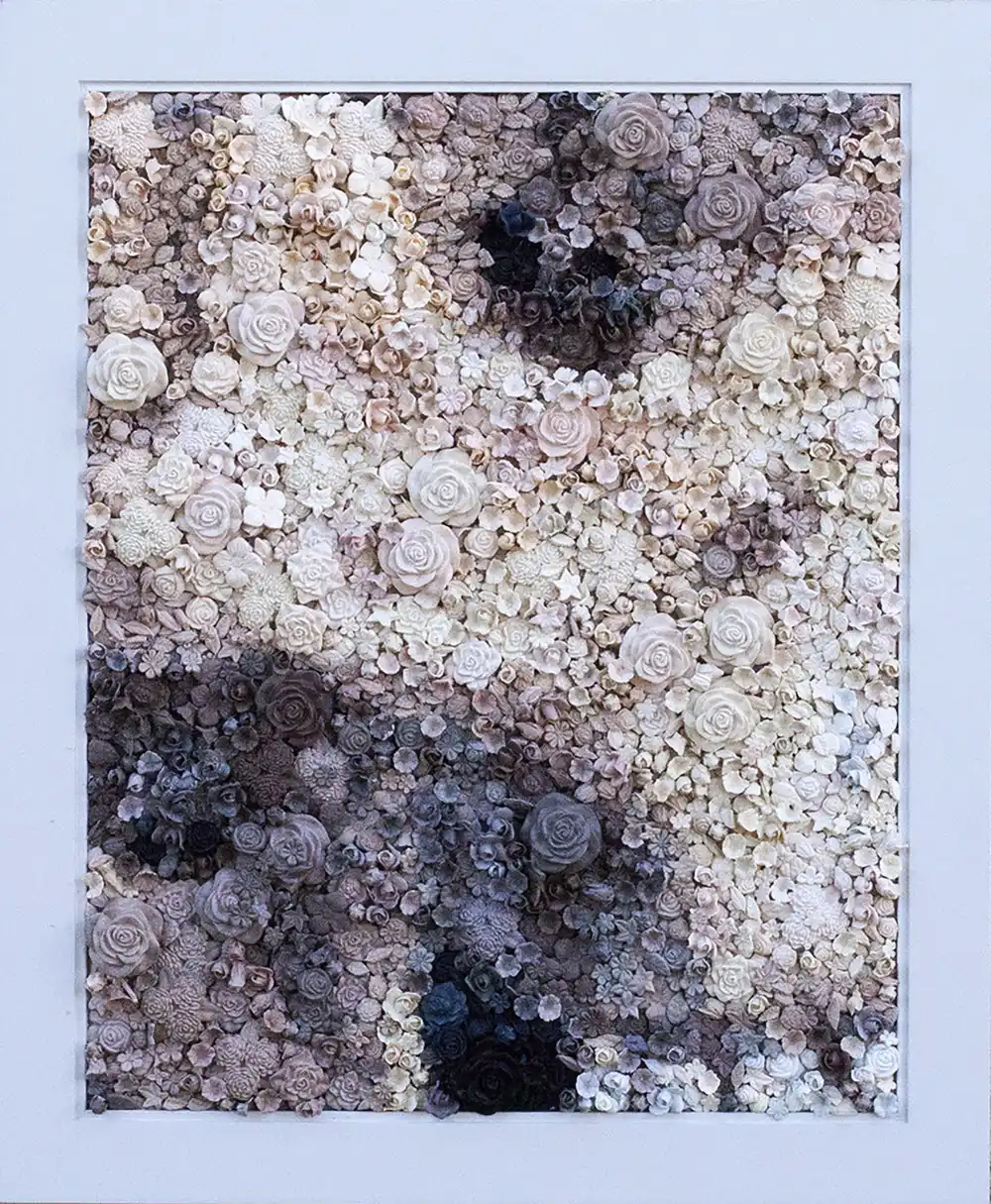 Remains 1 mosaic by Kevin Champeny, 3,500 hand-cast flowers