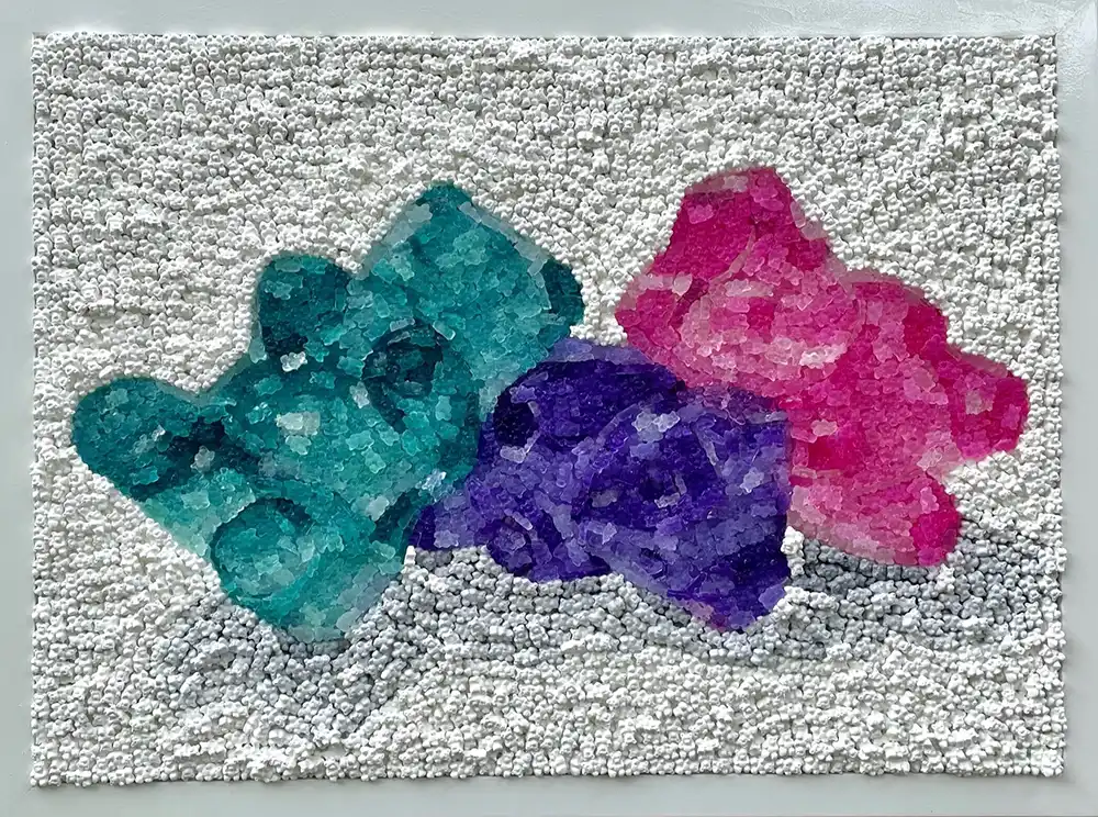 Sea Glass Gummies mosaic by Kevin Champeny, 9,000 hand-cast gummy bears