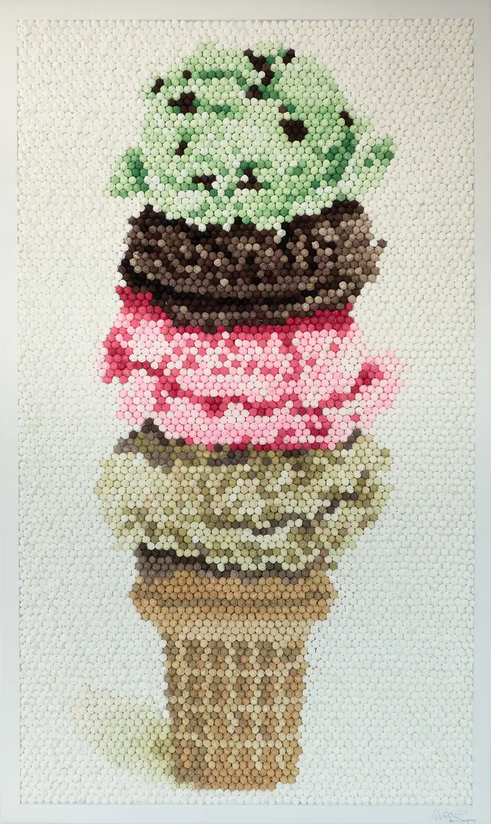 Scooped mosaic by Kevin Champeny, 10,000 hand-cast scoops of ice cream