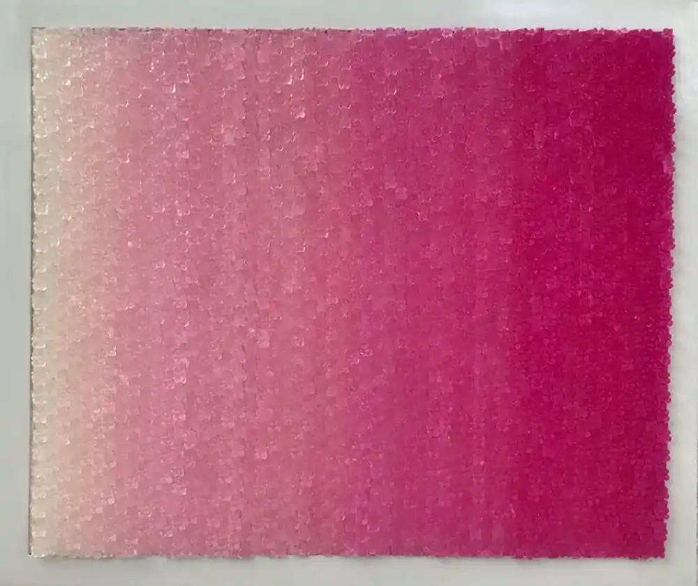 Sweet Fade Pink mosaic by Kevin Champeny, 3,000 hand-cast gummy bears in 56 shades of pink