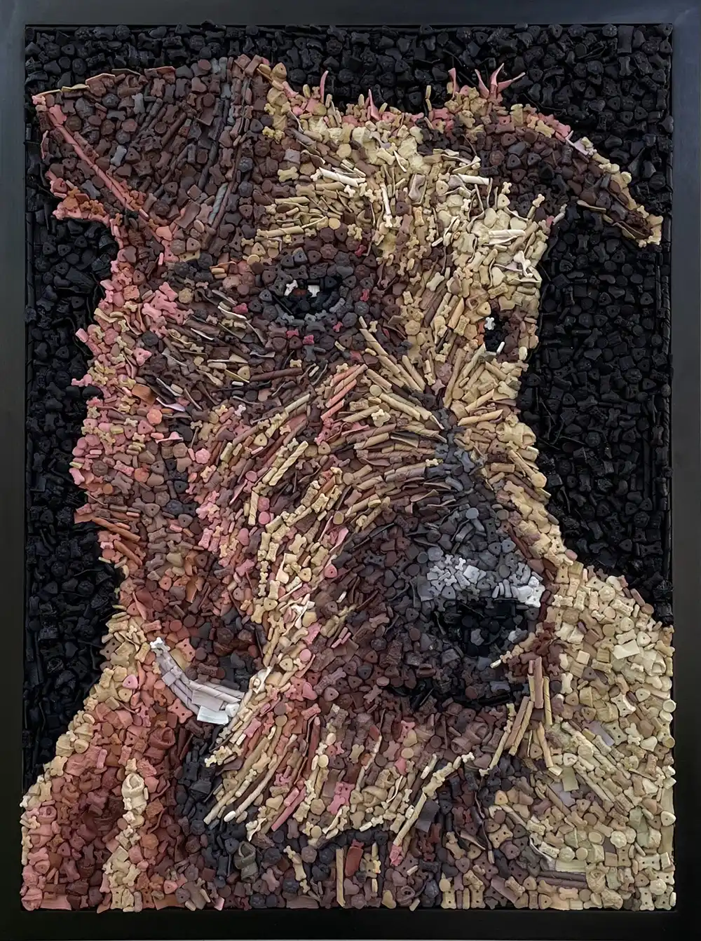 Sully mosaic by Kevin Champeny, 10,000 hand-cast dog treats