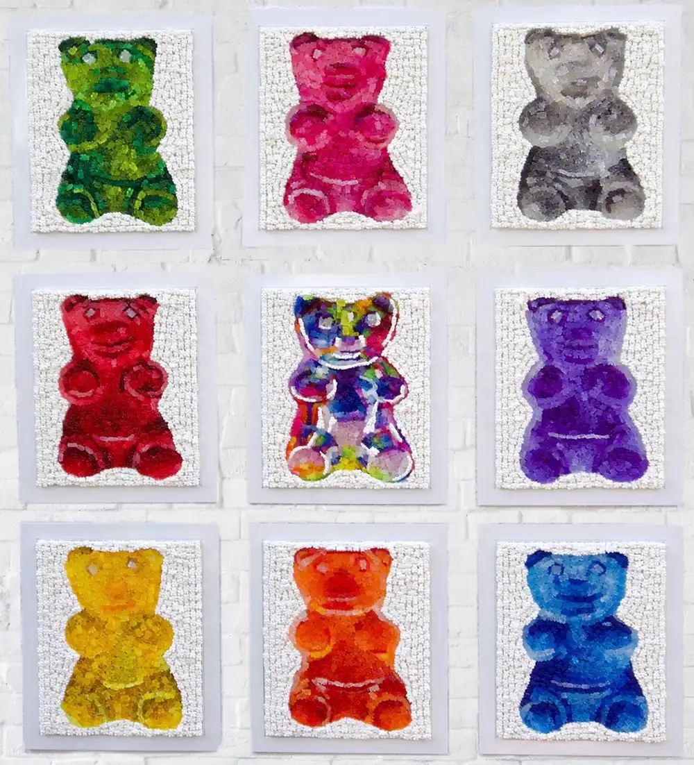 Sweet Set mosaic by Kevin Champeny, 1,400 hand-cast gummy bears