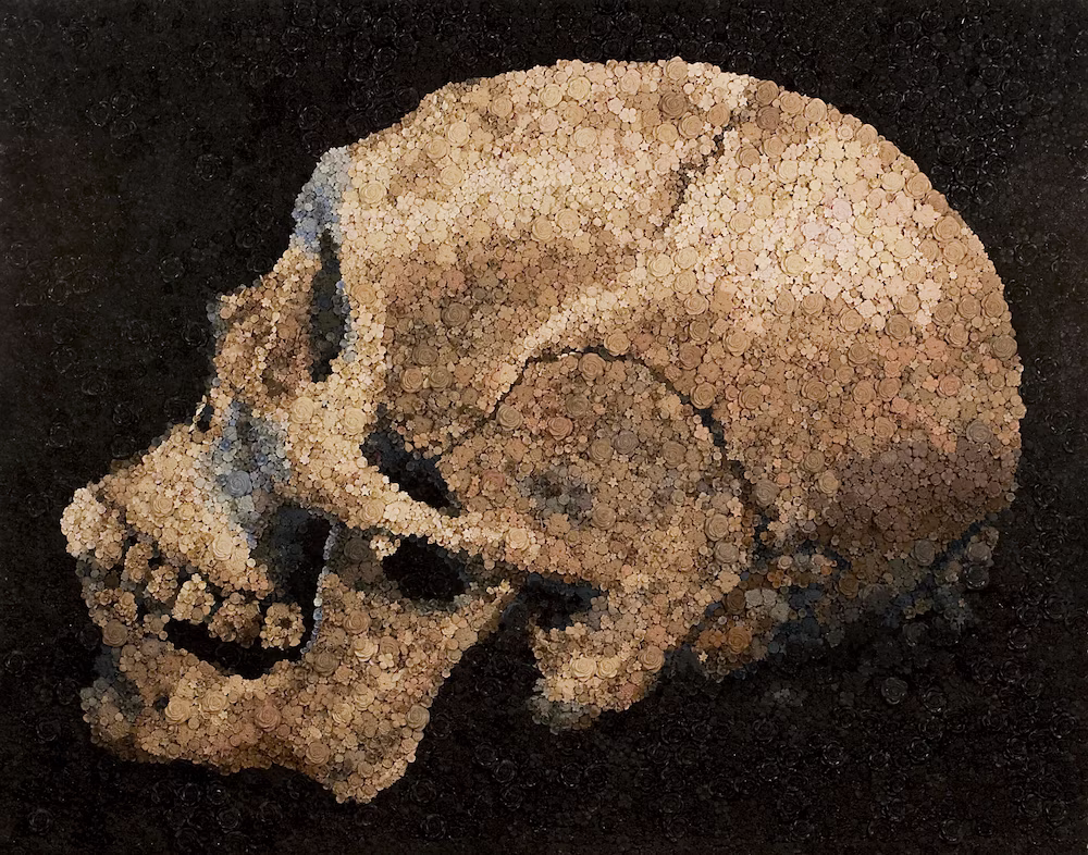 What Remains mosaic by Kevin Champeny, 35,000 hand-cast flowers