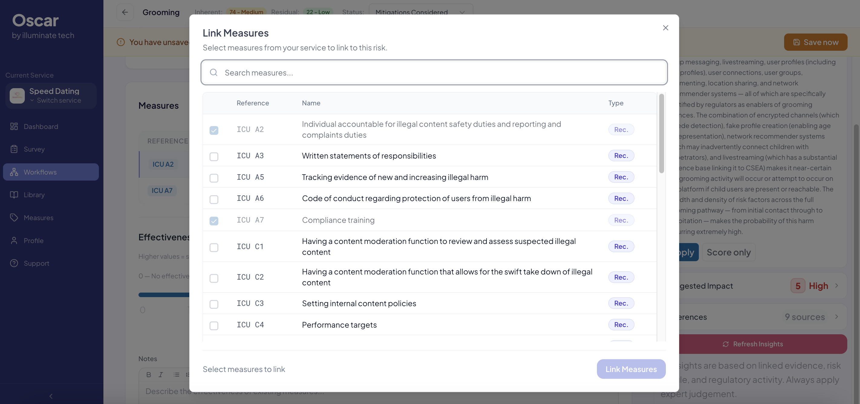 Oscar link measures view