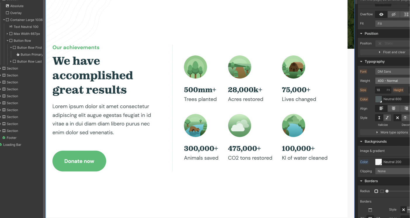 Icons And Graphics - Donate X Webflow Template