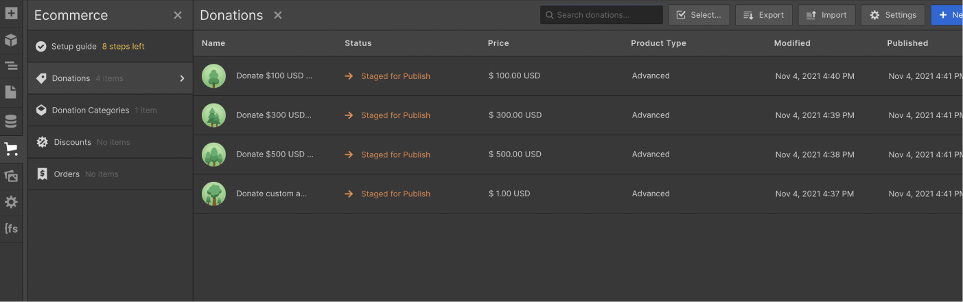 eCommerce Collection - Donate X Webflow Template