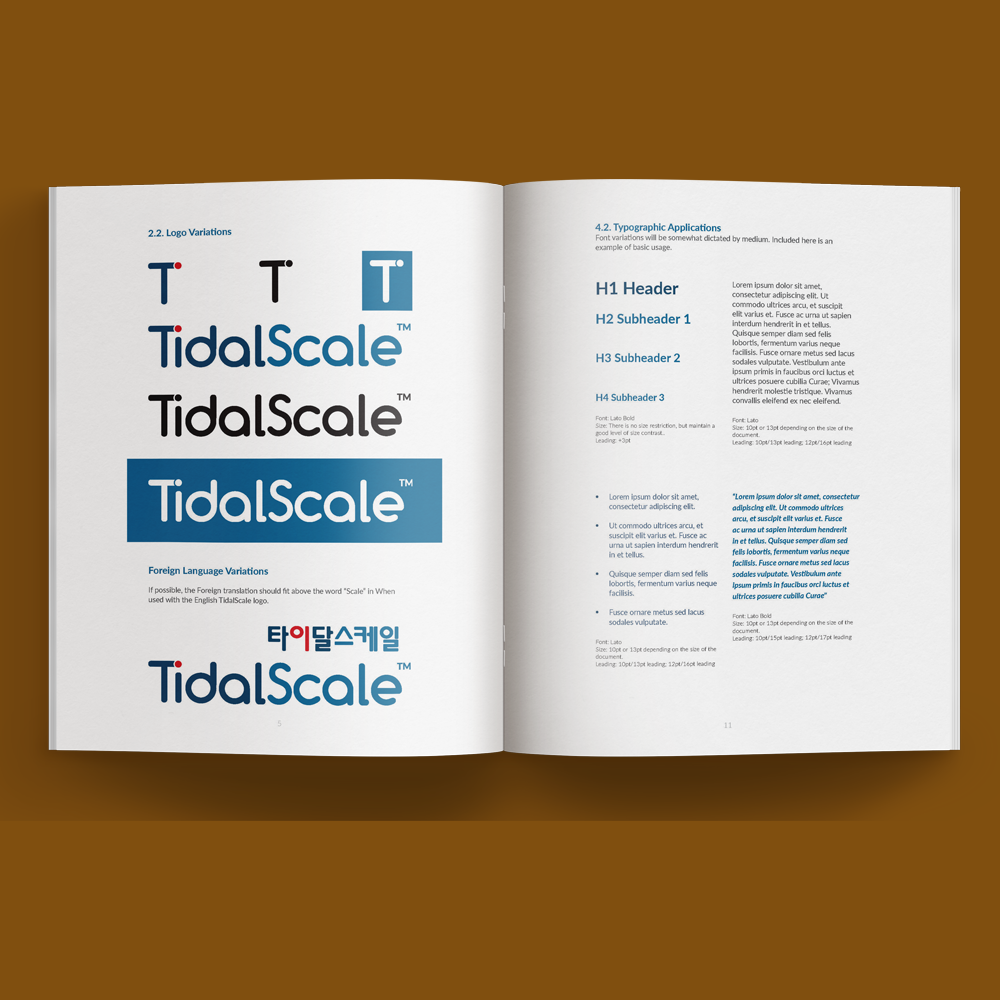 big thinkery brand identity book for tidalscale