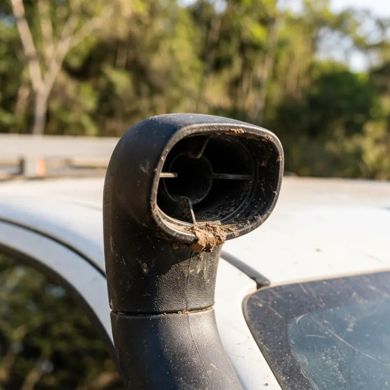 Detalhe da boca de captação do snorkel acima do teto