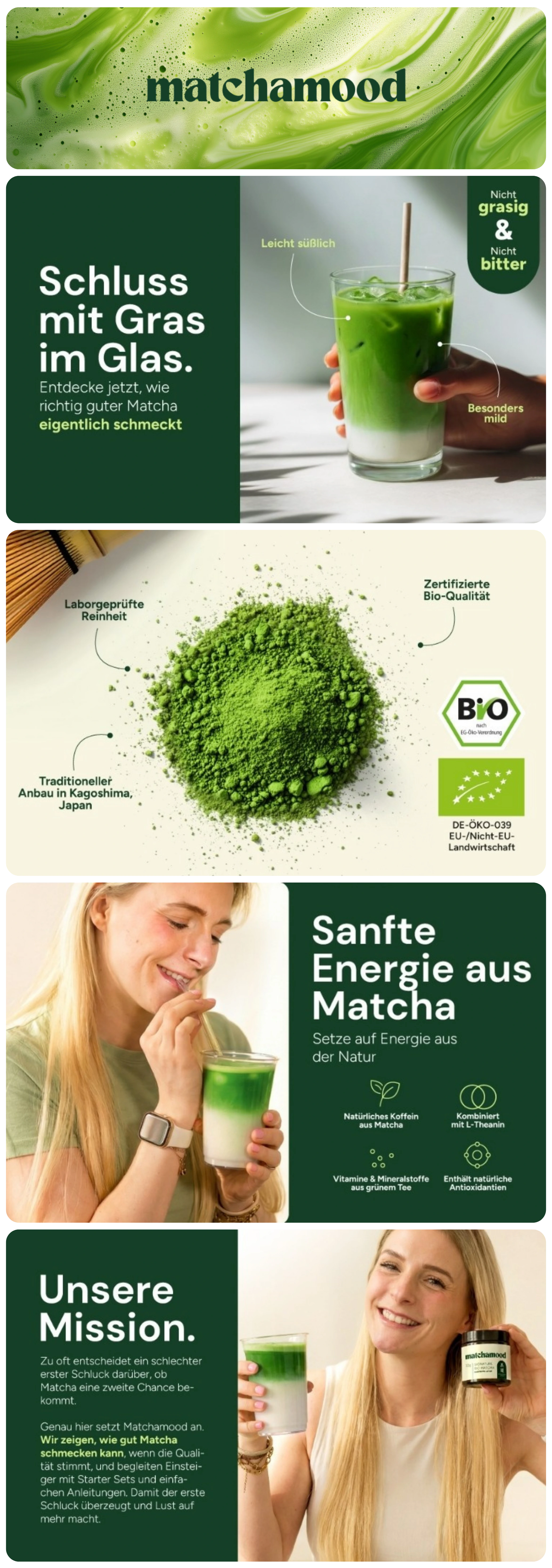 Lange A-Plus-Content-Infografik für eine Gewichtsdecke, die eine Markengeschichte über erholsamen Schlaf erzählt und Premium-Qualität hervorhebt. a-plus-content-infografik-lifestyle-fotografie-markengeschichte-amazon-agentur-visual-conversion-referenzen