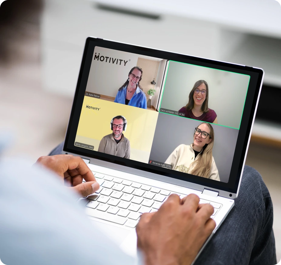 computer showing a video call from motivity experts