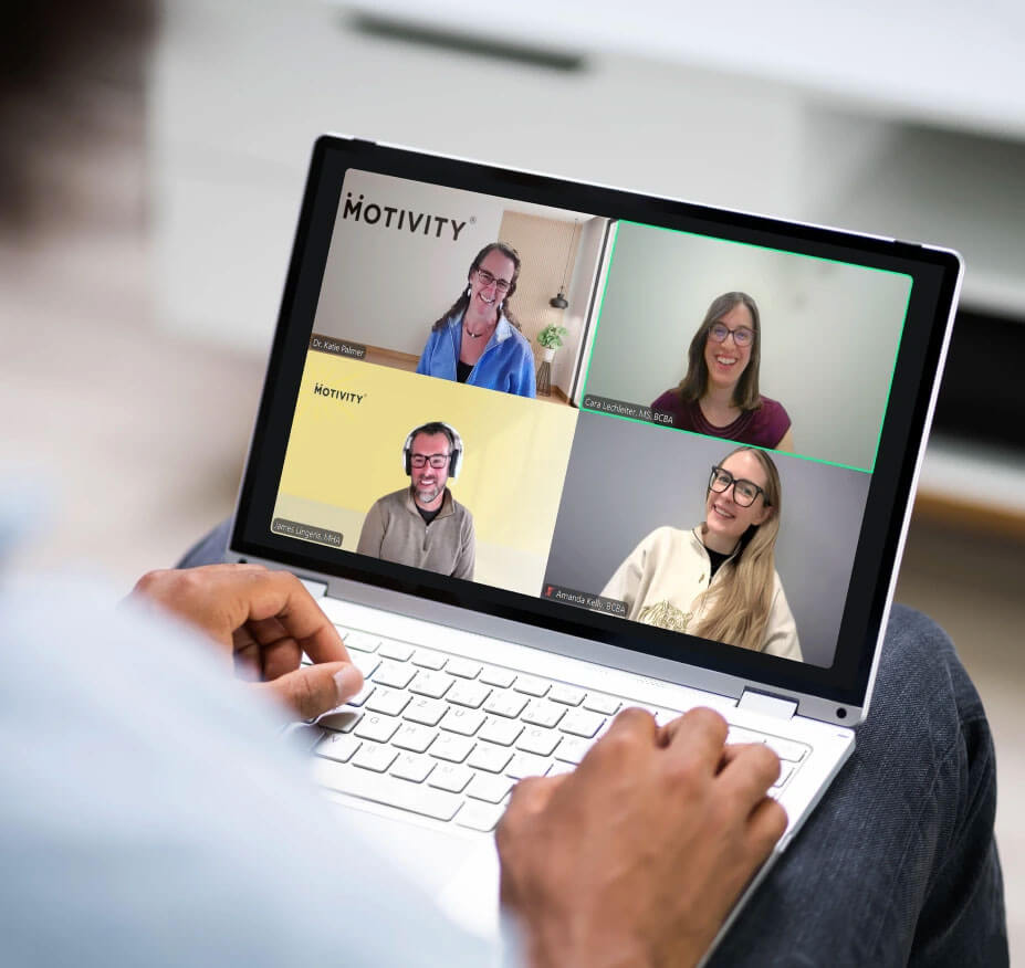 computer showing a video call from motivity experts