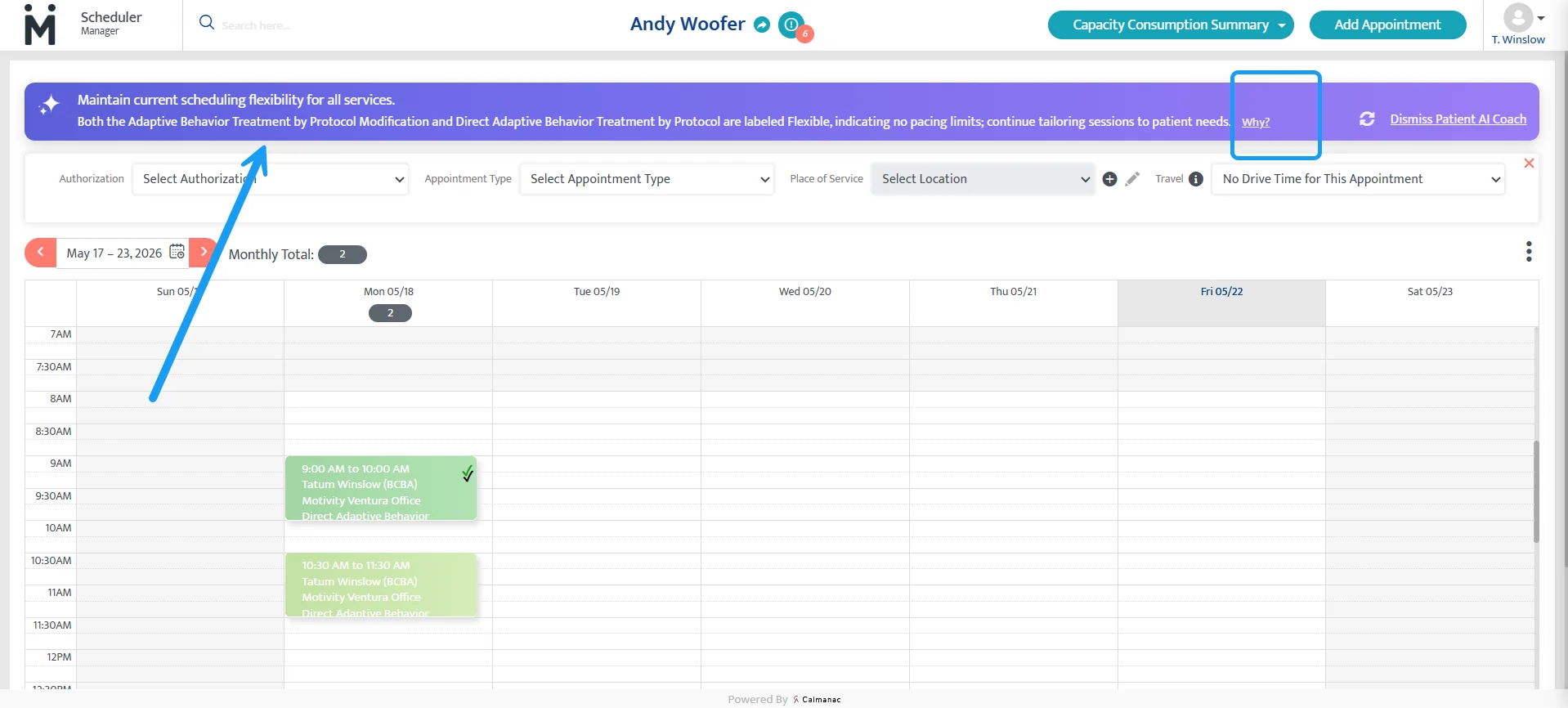 ai coach scheduler location