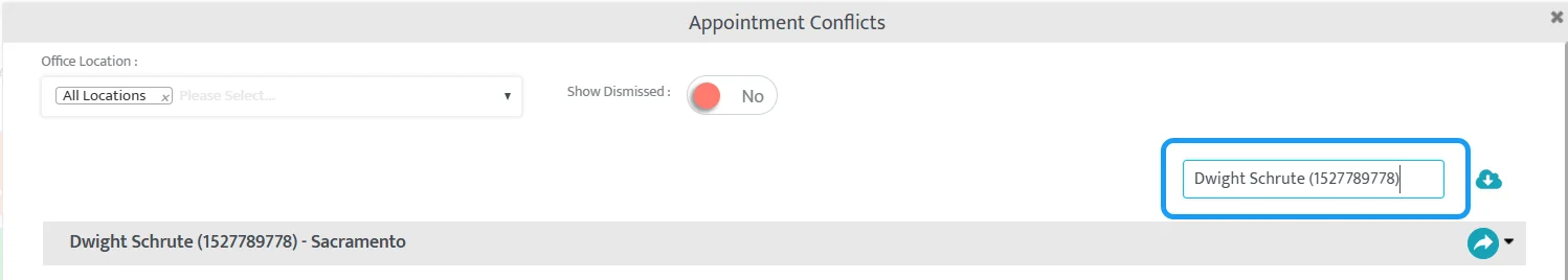 search by provider in appointment conflict alerts