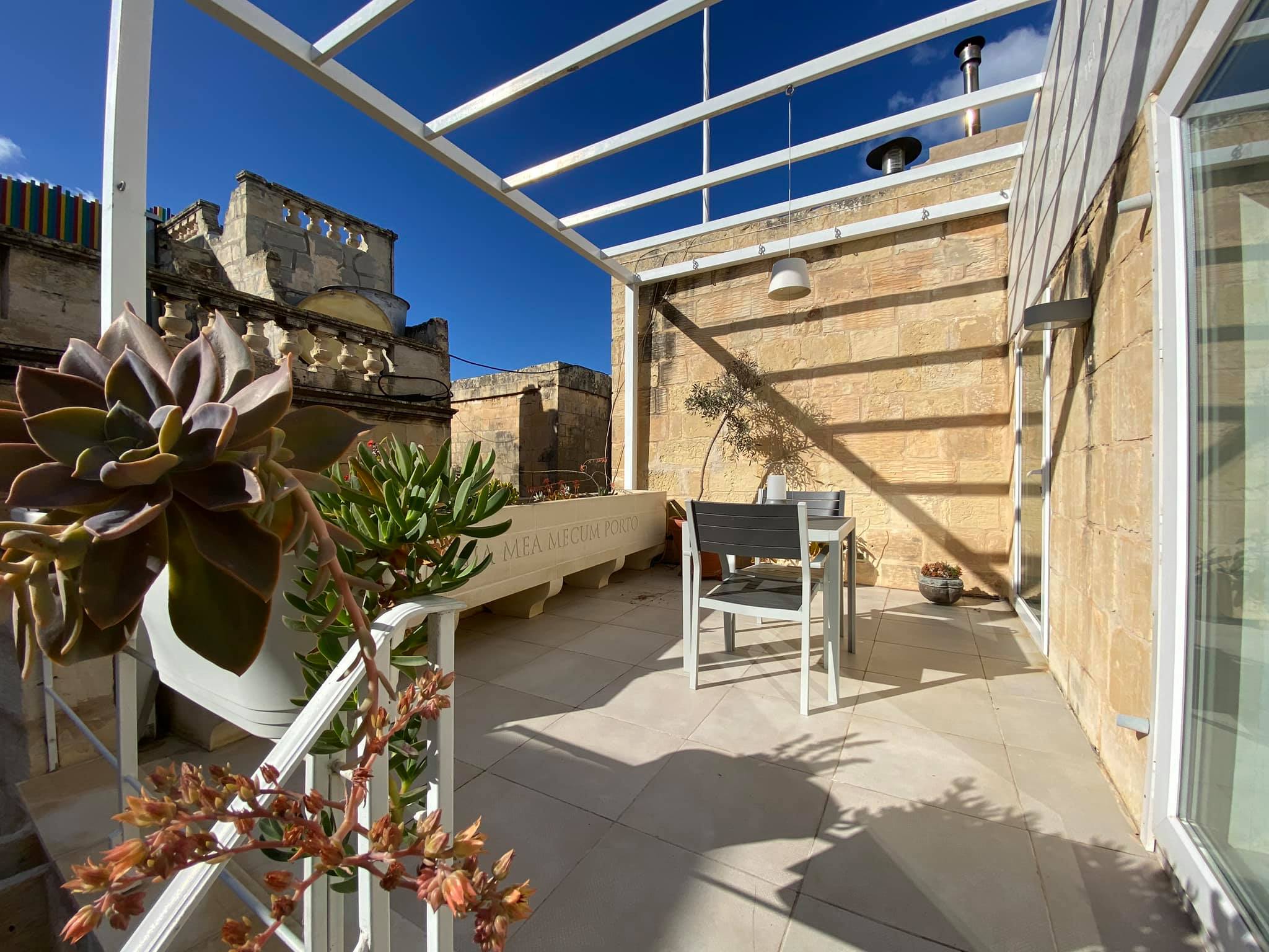 Sunny terrace in Malta property for sale. Golden passport.