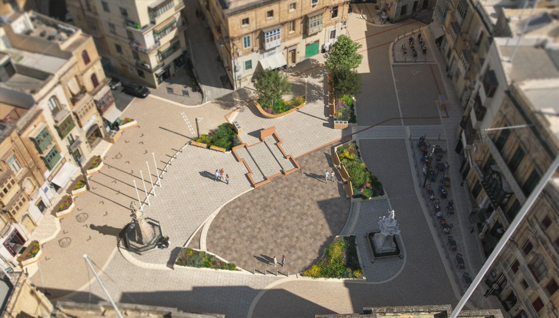 The main town square in Vittoriosa