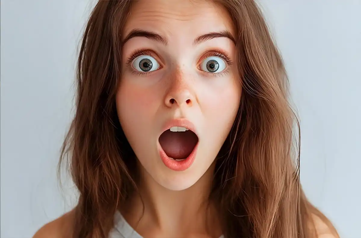 jeune fille avec une expression stupéfaite de son visage