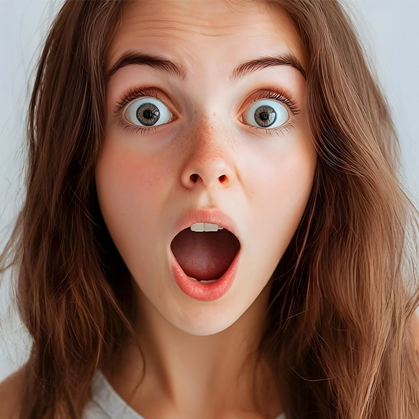 visage d'une jeune fille surprise 