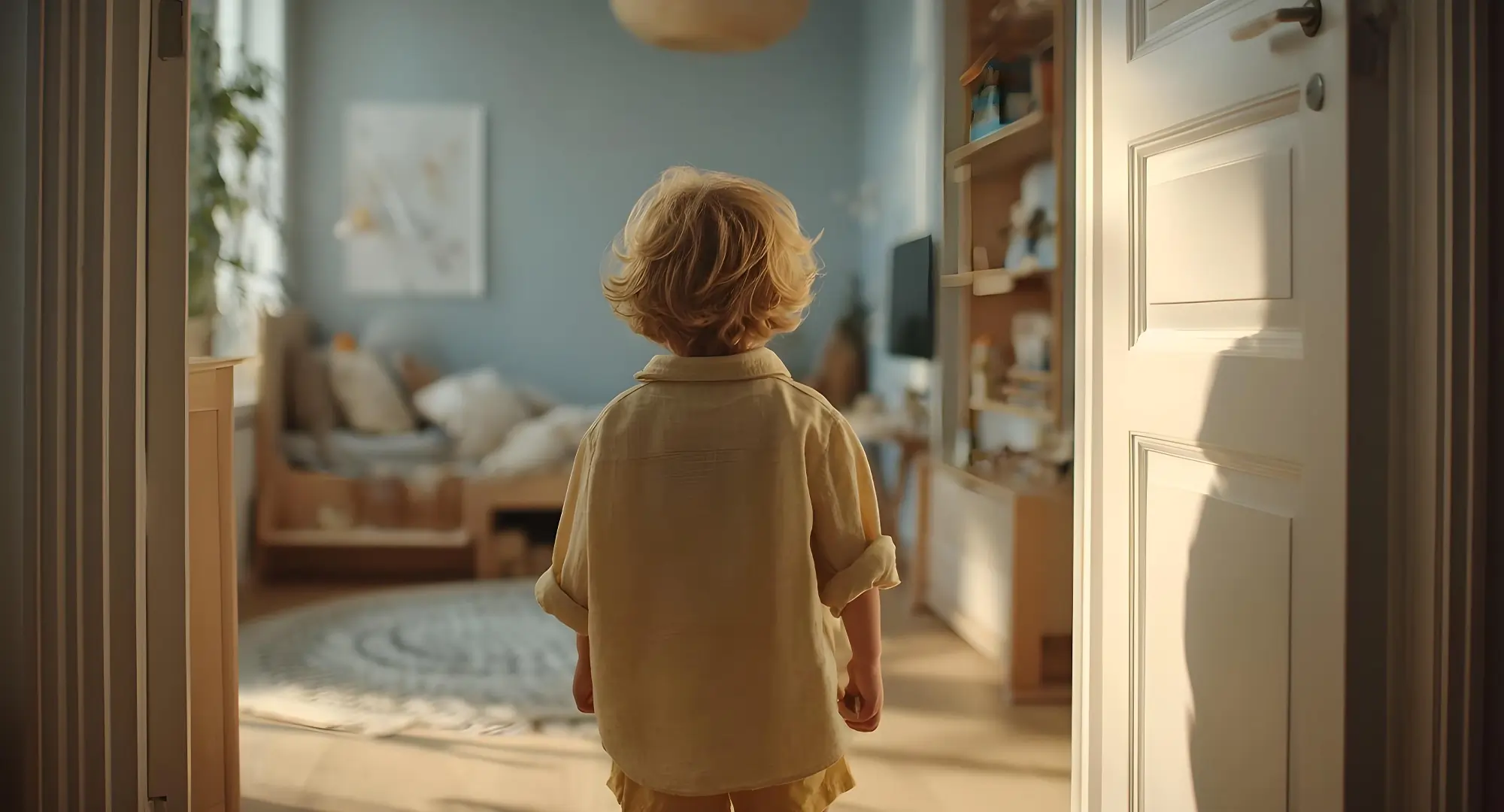 enfant devant sa chambre 