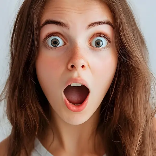 visage d'une jeune fille surprise