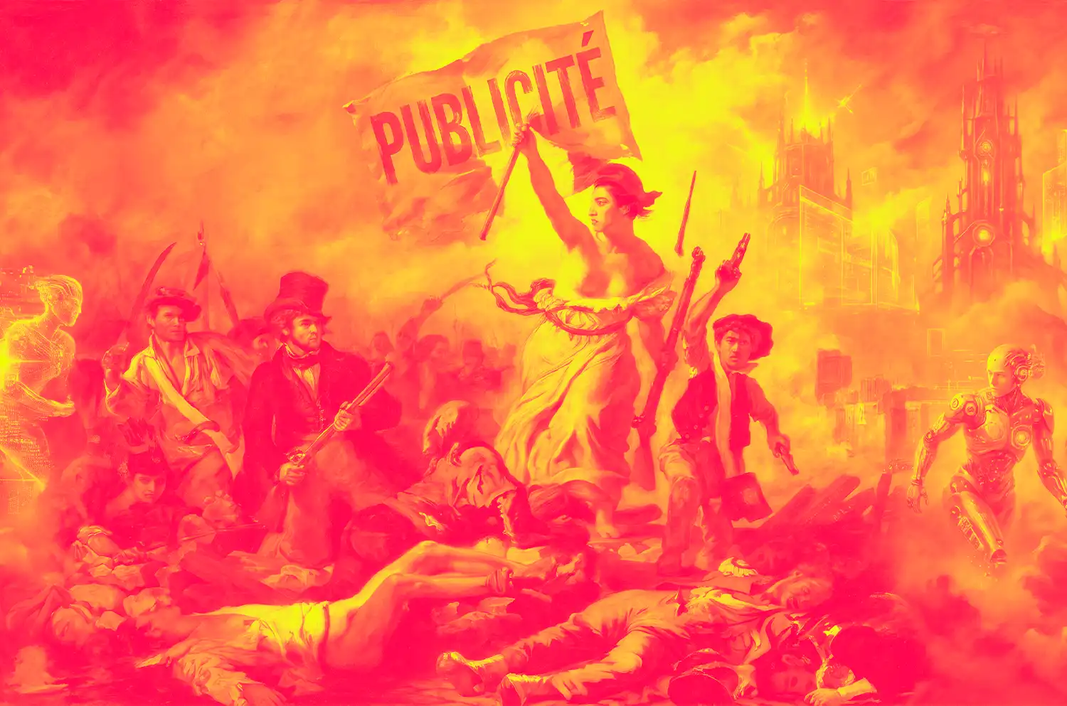 Détournement du tableau d'Eugène Delacroix, La liberté guidant le peuple