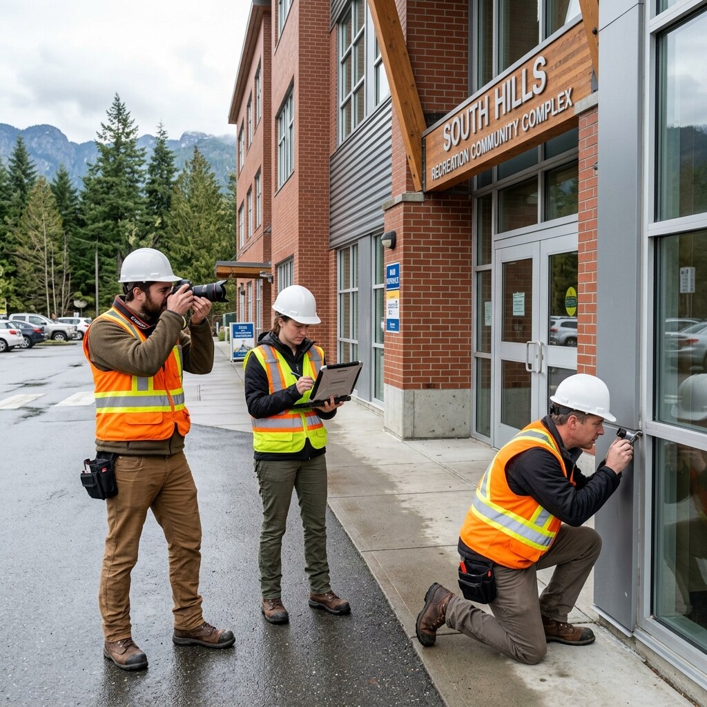 Envelope review for sealant, facade, and drainage defects.
