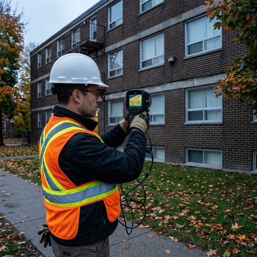 Thermal scan review for hidden moisture and heat loss.