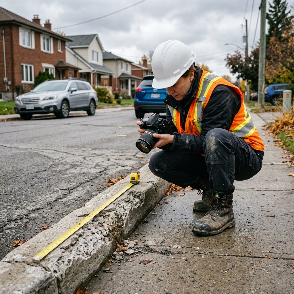 Concrete surface review for cracking, spalling, and exposure.