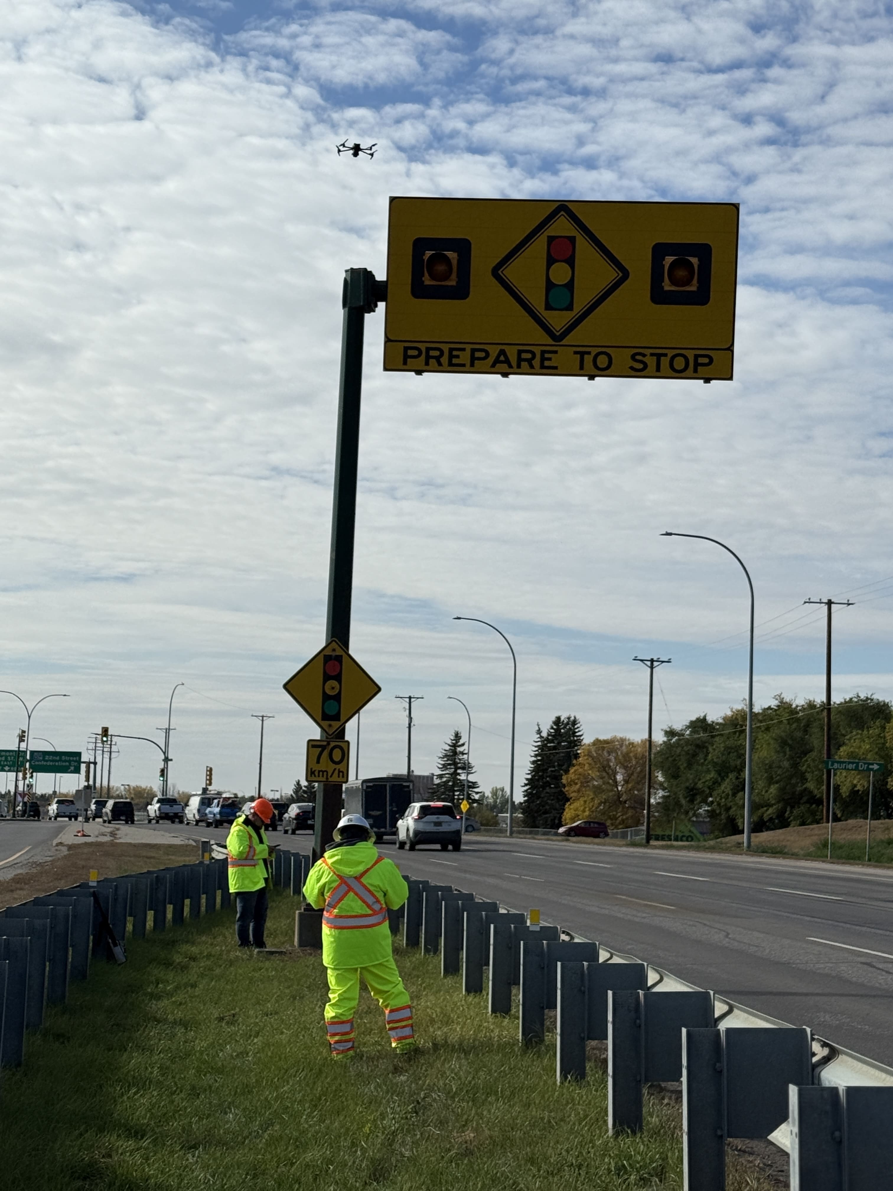 Roadside visual survey for sign support and panel condition.