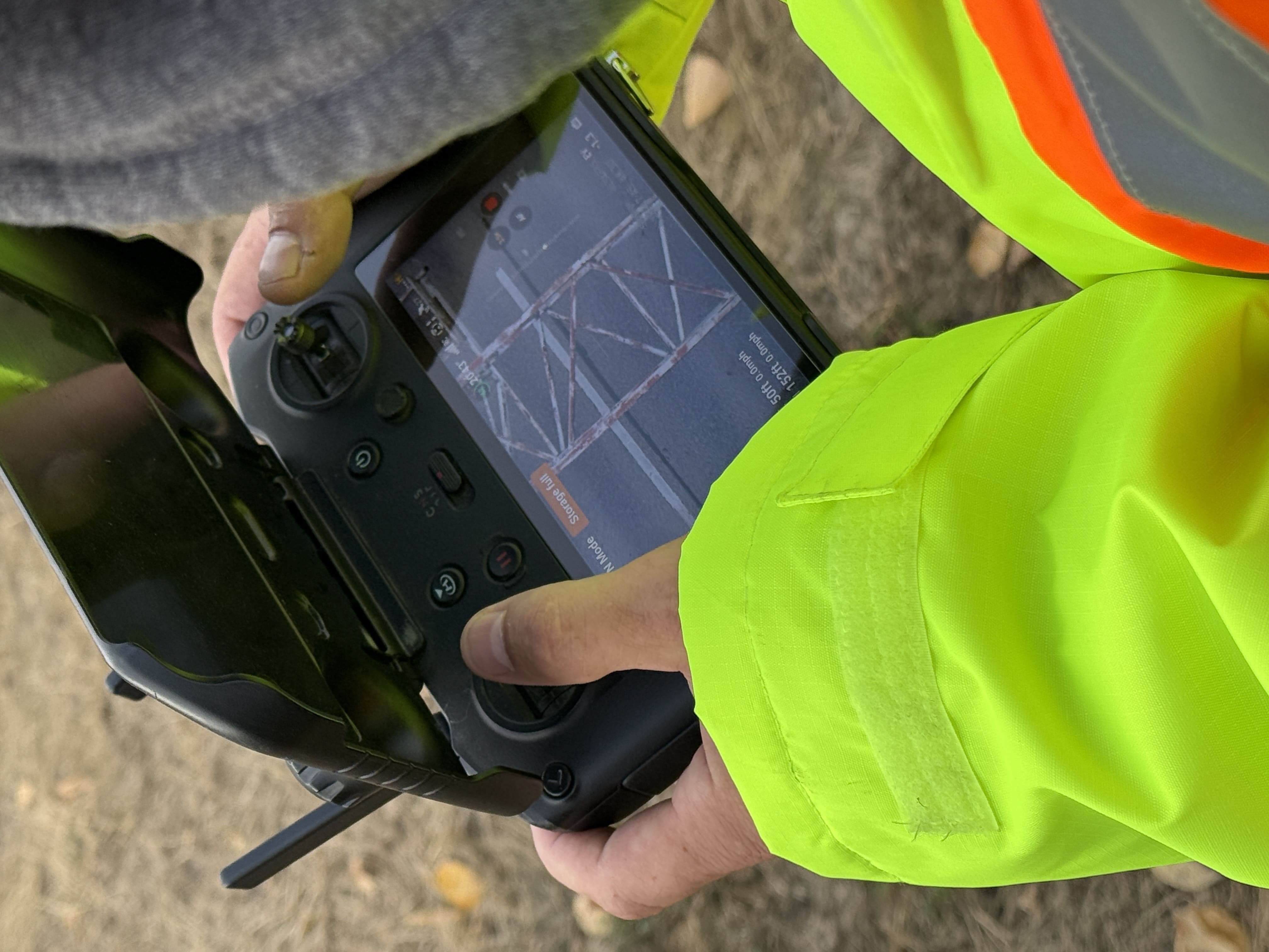 Drone live feed capture for hard-to-access components.